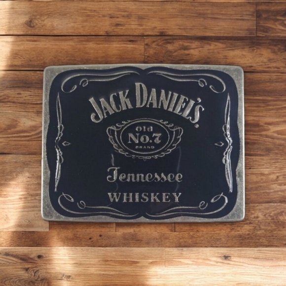 Jack Daniel's Belt Buckle Black Enamel Pewter w/Tin Tennessee Whiskey 2011 NEW - Picture 1 of 9